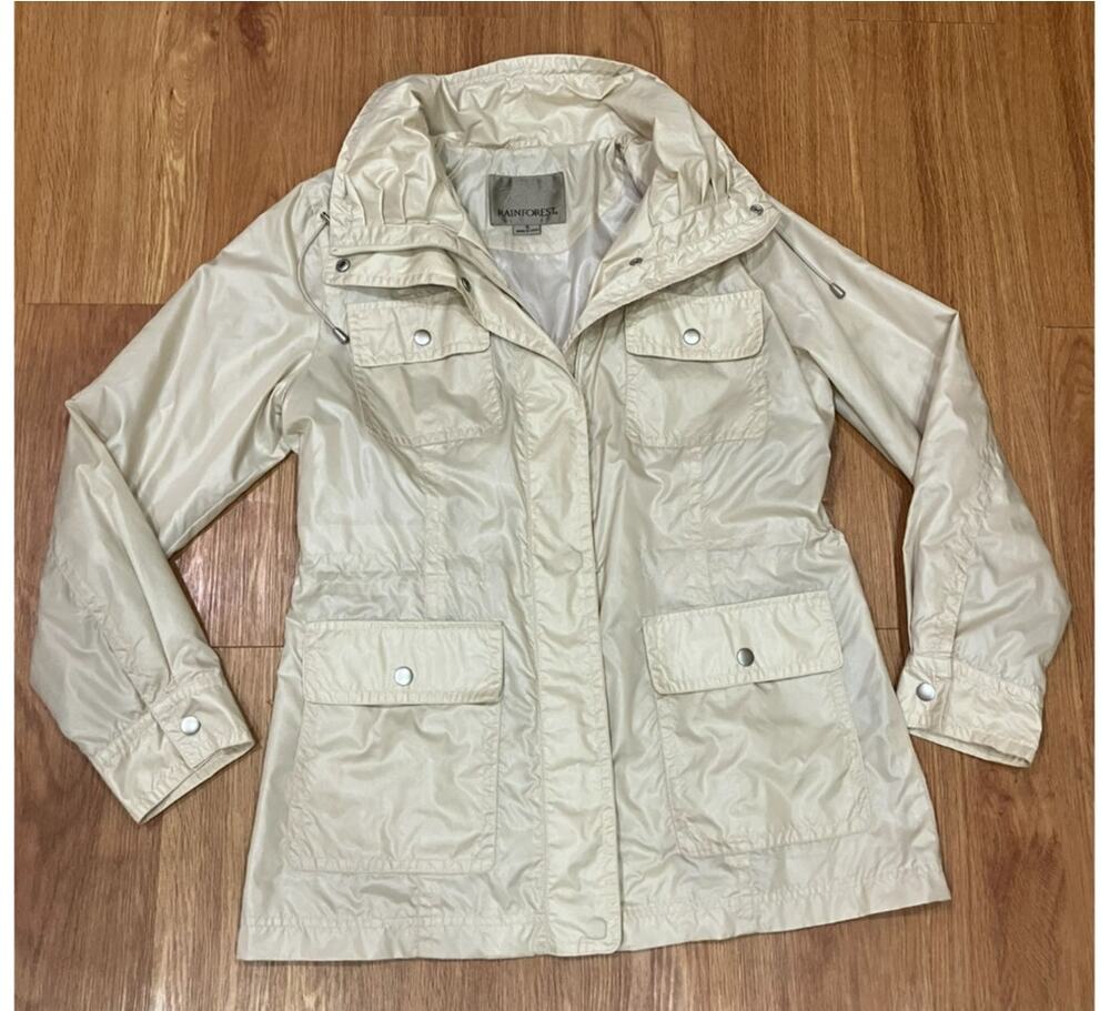 RFT Rainforest Women Raincoat Windbreaker Jacket Beige Size S
